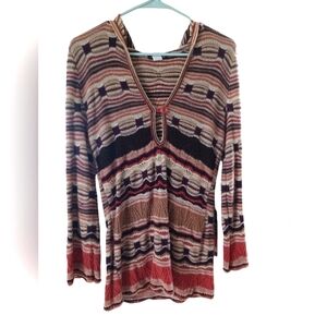 Striped V-Neck Knit Sweater in Multi-Color
